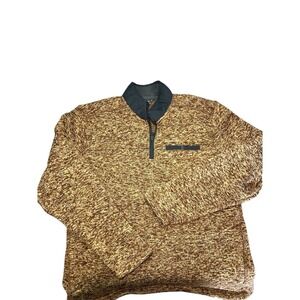 Eddie Bauer Quarter Zip Pullover Brown Front Pocket Men's‎ Size Large Very Soft